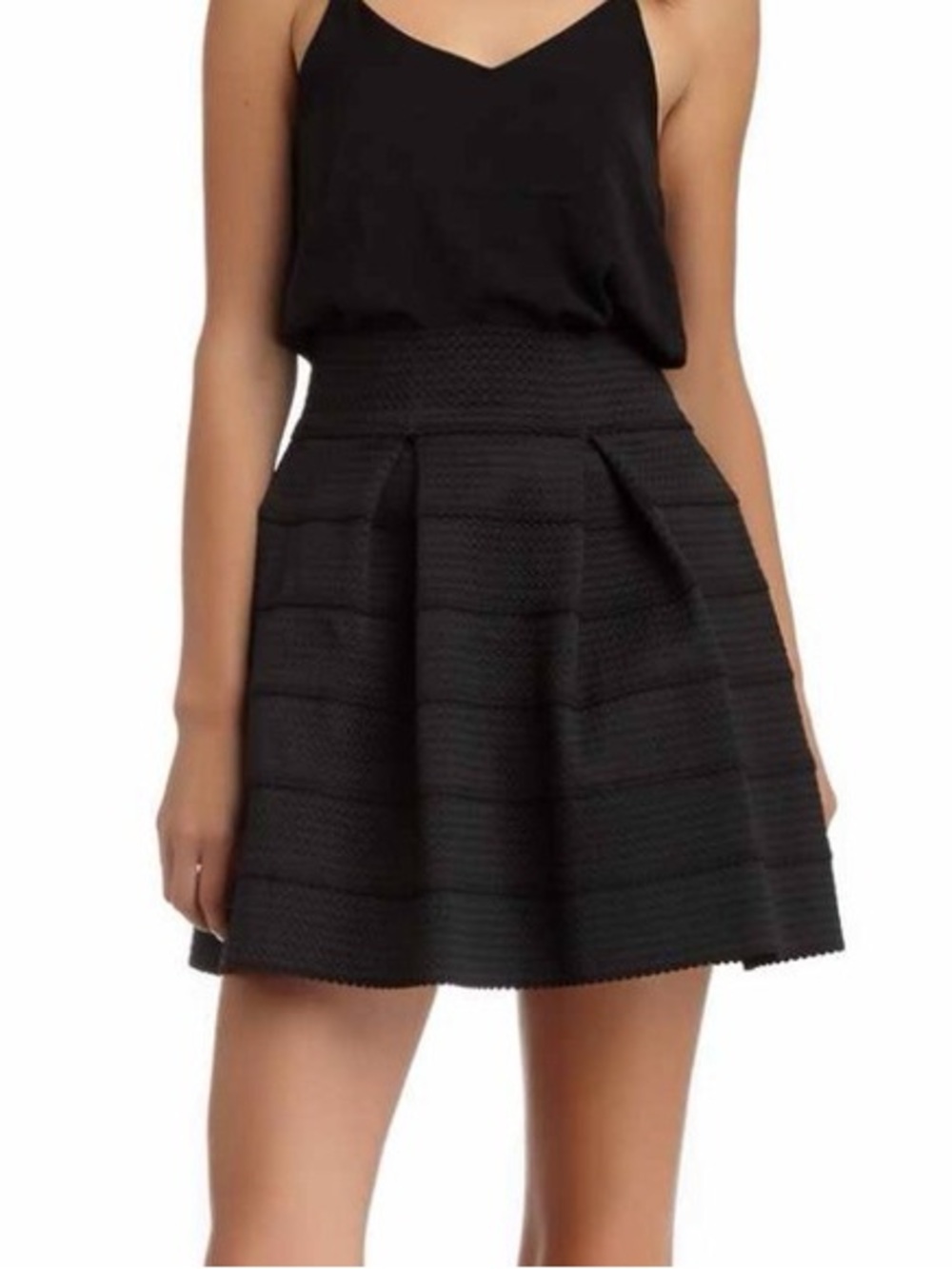 Express Structured Thick Textured Stretch Flare Skirt Small